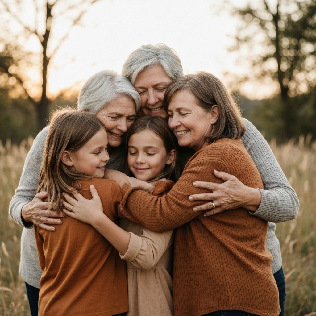 Family embracing in a warm, loving reunion